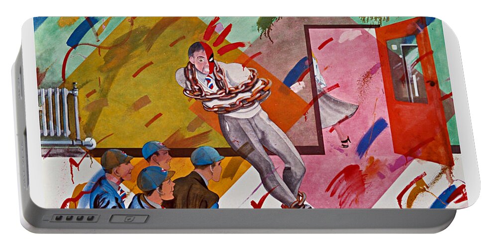 High School Portable Battery Charger featuring the painting Bring Back My High School To Me by Charles Stuart
