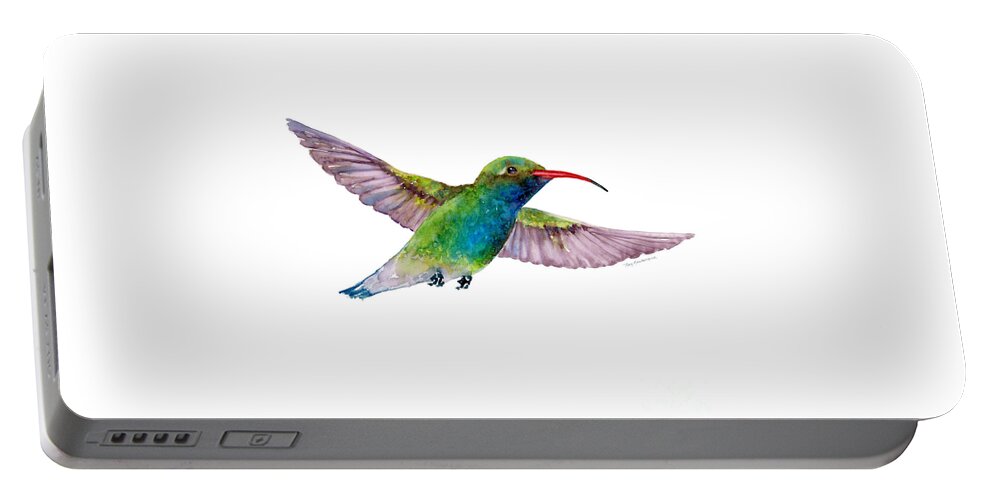 Bird Portable Battery Charger featuring the painting Broad Billed Hummingbird by Amy Kirkpatrick