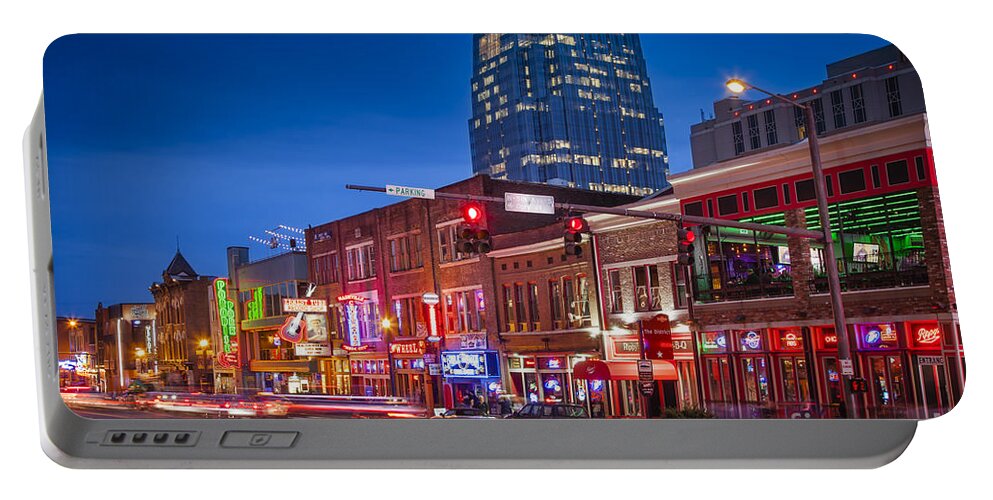 Nashville Portable Battery Charger featuring the photograph Broadway Street Nashville by Brian Jannsen