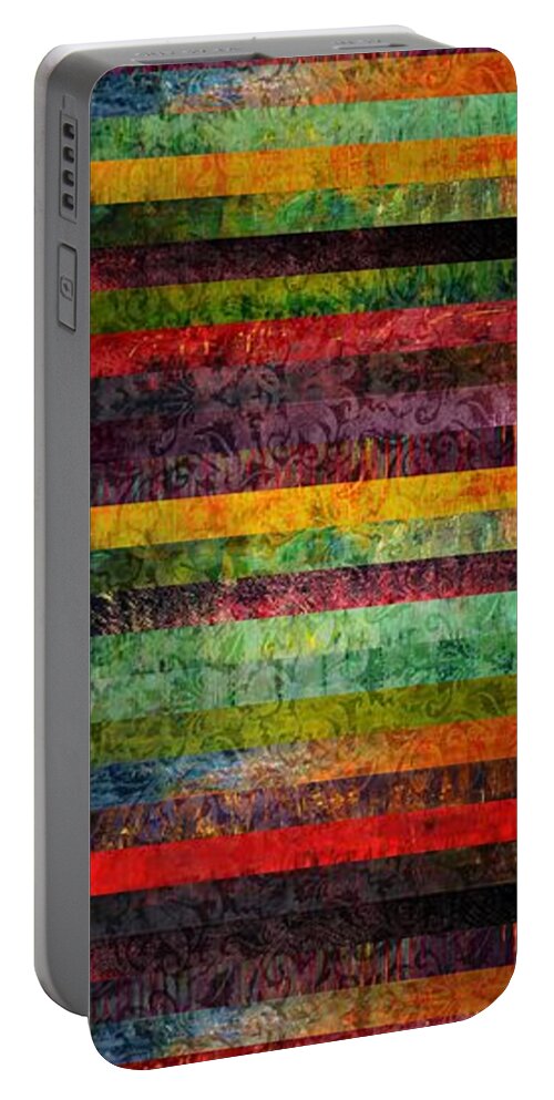 Brocade Portable Battery Charger featuring the painting Brocade and Stripes Tower 2.0 by Michelle Calkins