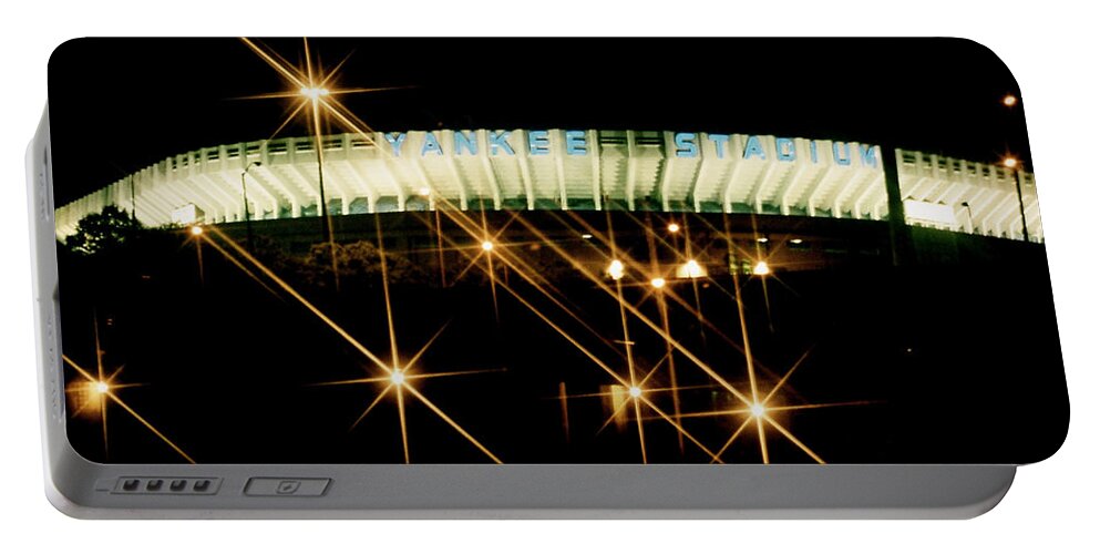 Yankee Stadium Photograph Portable Battery Charger featuring the photograph Yankee Stadium Bronx Night by Iconic Images Art Gallery David Pucciarelli