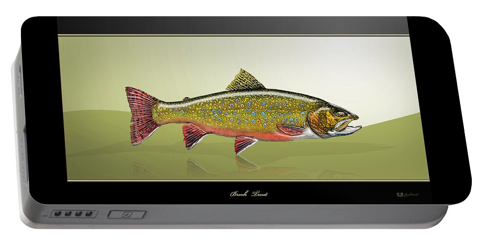 'fishing Corner' Collection By Serge Averbukh Portable Battery Charger featuring the digital art Brook Trout by Serge Averbukh