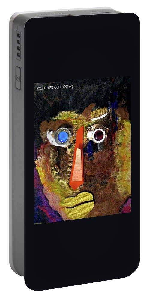 Portrait Portable Battery Charger featuring the painting Brown Eye Blue by Cleaster Cotton