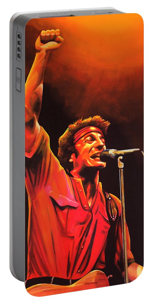 Bruce Springsteen Portable Battery Charger featuring the painting Bruce Springsteen Painting by Paul Meijering