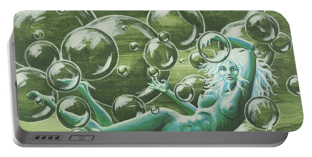 Bubbles Portable Battery Charger featuring the painting Bubbles by Jack Malloch