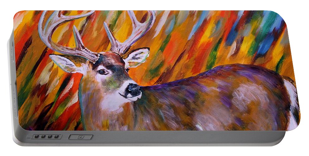 Deer Portable Battery Charger featuring the painting Buck Late Fall by Karl Wagner