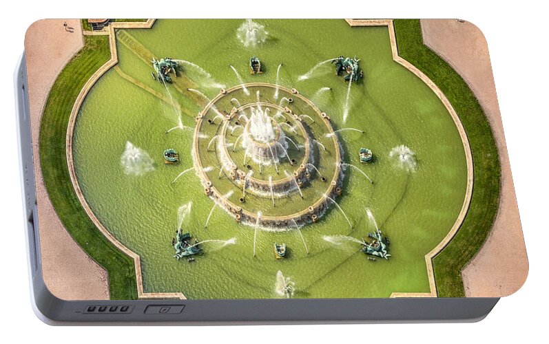 3scape Portable Battery Charger featuring the photograph Buckingham Fountain From Above by Adam Romanowicz