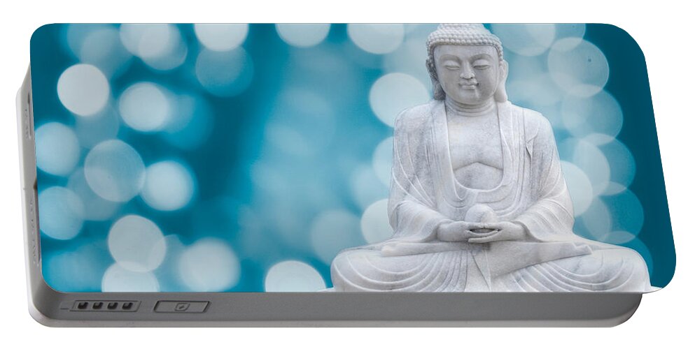 Asia Portable Battery Charger featuring the photograph Buddha Enlightenment Blue by Hannes Cmarits