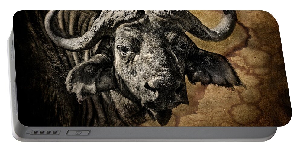 Africa Portable Battery Charger featuring the photograph Buffalo Portrait by Mike Gaudaur