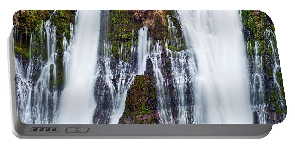 Burney Falls Portable Battery Charger featuring the photograph Burney Falls Closeup - one of the most beautiful waterfalls in California by Jamie Pham