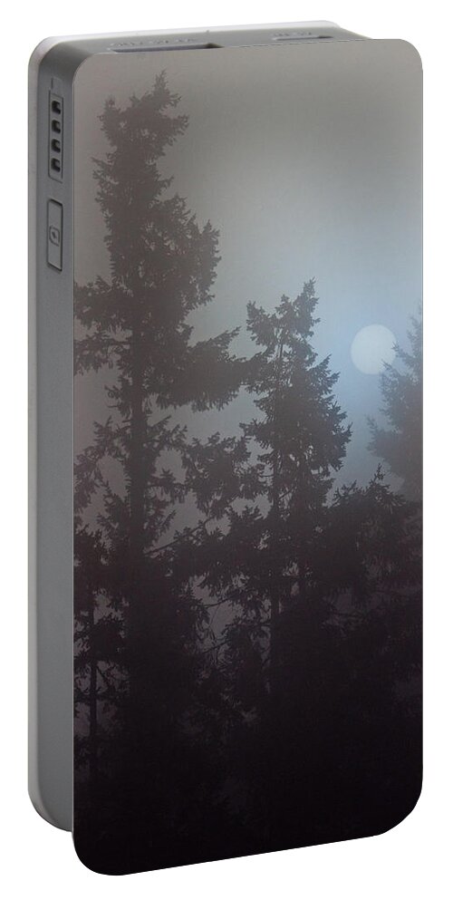 Sun Portable Battery Charger featuring the photograph Burning Through The Fog by Randy Hall