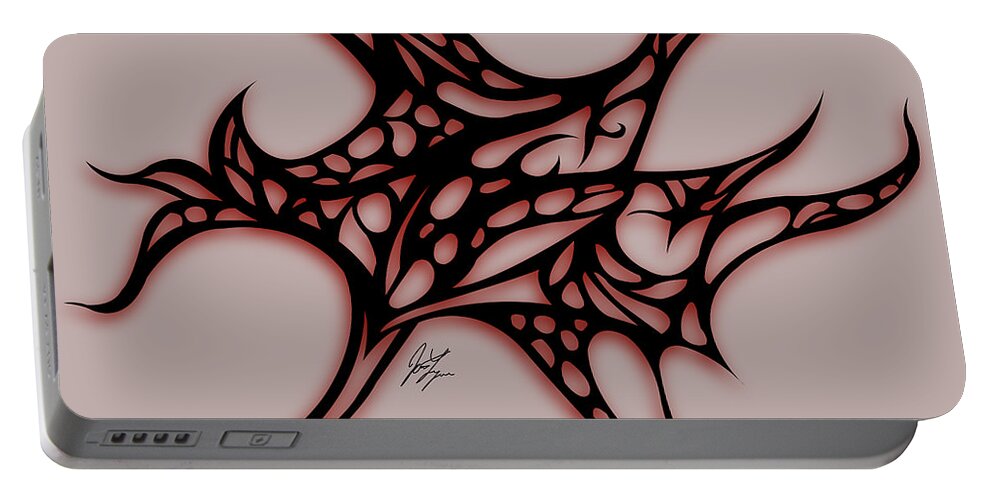 White Portable Battery Charger featuring the digital art Bushal of Thorns-Inverted Shadow by JamieLynn Warber