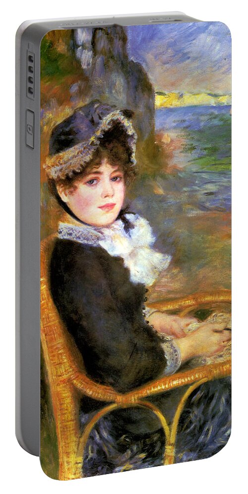 Pierre-auguste Renoir Portable Battery Charger featuring the digital art By The Seashore by Pierre Auguste Renoir