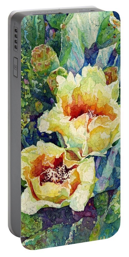 Cactus Portable Battery Charger featuring the painting Cactus Splendor I by Hailey E Herrera