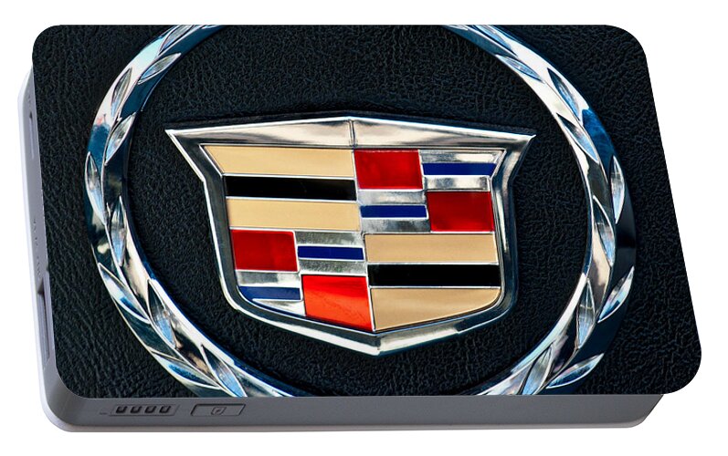 Cadillac Emblem Portable Battery Charger featuring the photograph Cadillac Emblem by Jill Reger