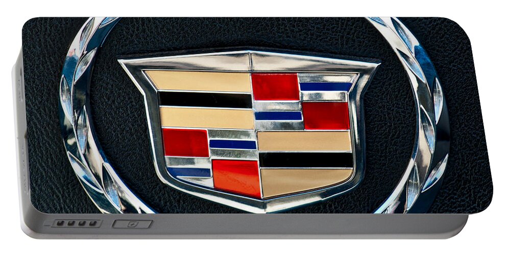 Cadillac Emblem Portable Battery Charger featuring the photograph Cadillac Emblem by Jill Reger