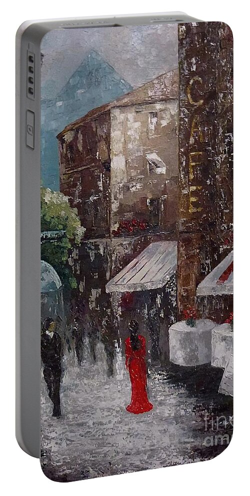 Cafe Portable Battery Charger featuring the painting Cafe by Amalia Suruceanu