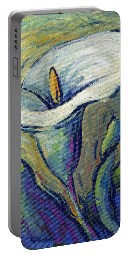 Cala Portable Battery Charger featuring the painting Cala Lily by Konnie Kim