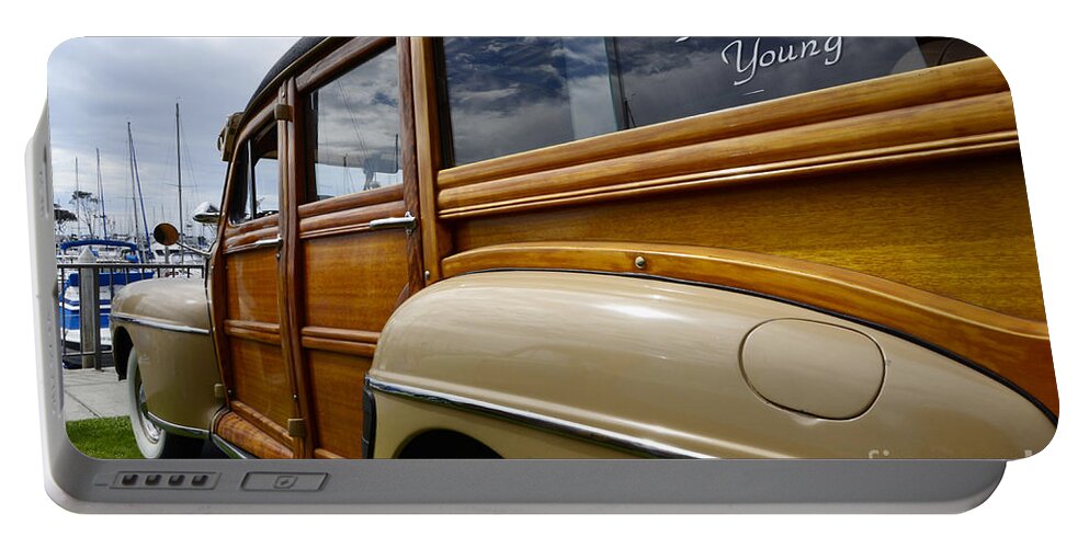 Car Portable Battery Charger featuring the photograph California Woodie Forever Young by Bob Christopher