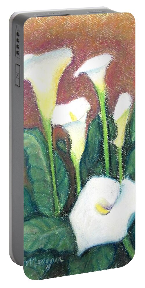 Calla Lily Portable Battery Charger featuring the painting Calla Quintet by Laurie Morgan