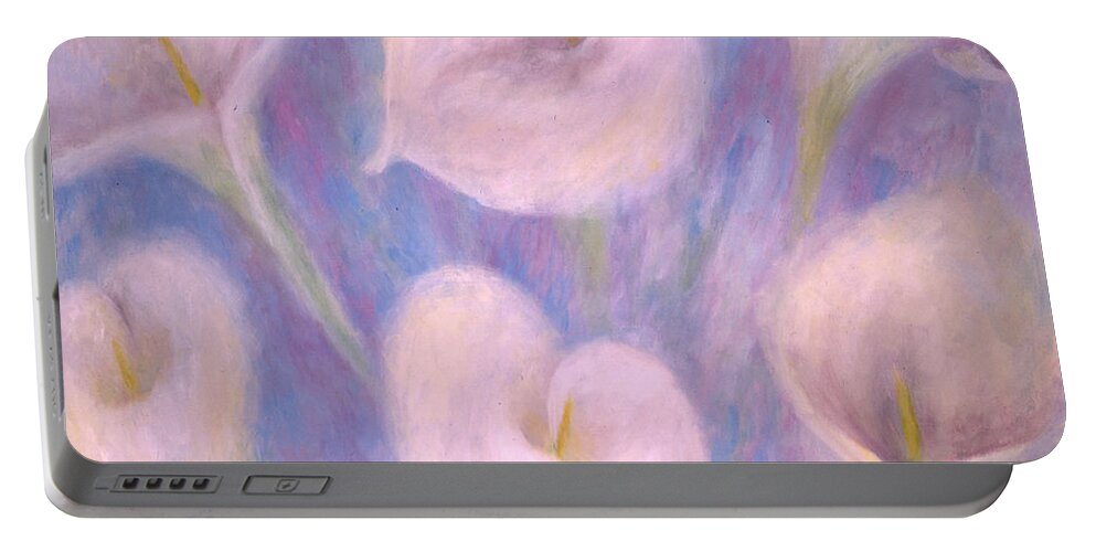 Flowers Portable Battery Charger featuring the painting Callas by Lynn Buettner