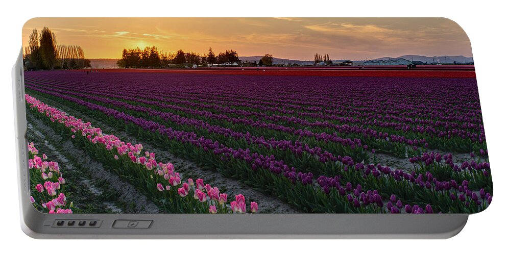 Tulip Portable Battery Charger featuring the photograph Calm Skagit Evening by Mike Reid