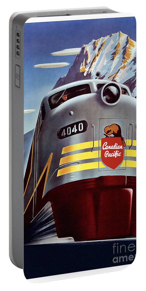 Canadian Pacific Travel Poster Portable Battery Charger featuring the drawing Canadian Pacific Travel Poster by Jon Neidert