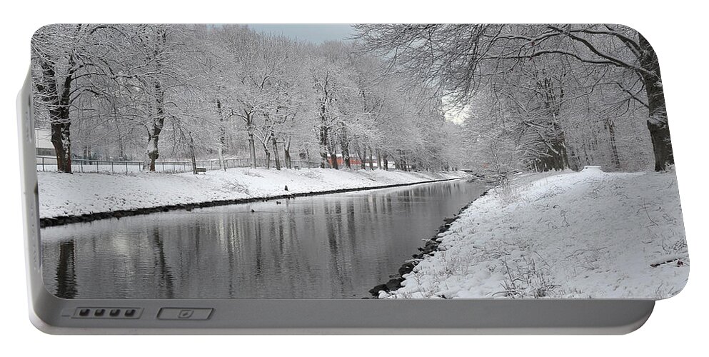 Canal Portable Battery Charger featuring the photograph Canal in Winter by Randi Grace Nilsberg