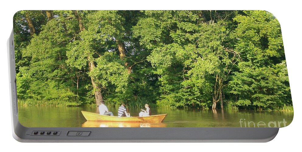  Portable Battery Charger featuring the photograph Canoe for three by Nora Boghossian