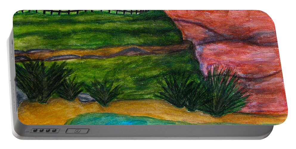 Canyon Overlook Portable Battery Charger featuring the painting Canyon Overlook by Anita Lewis