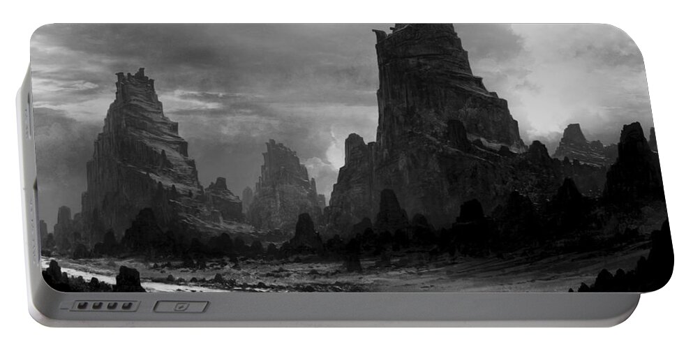 Black And White Portable Battery Charger featuring the photograph Canyons in Black and White by Kathleen Odenthal