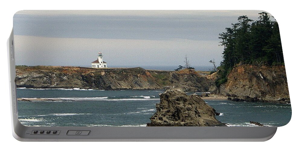 Lighthouse Portable Battery Charger featuring the photograph Cape Arago on the Coast by Beth Collins