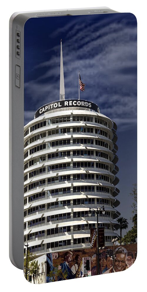 Endre Portable Battery Charger featuring the photograph Capitol Records Building by Endre Balogh
