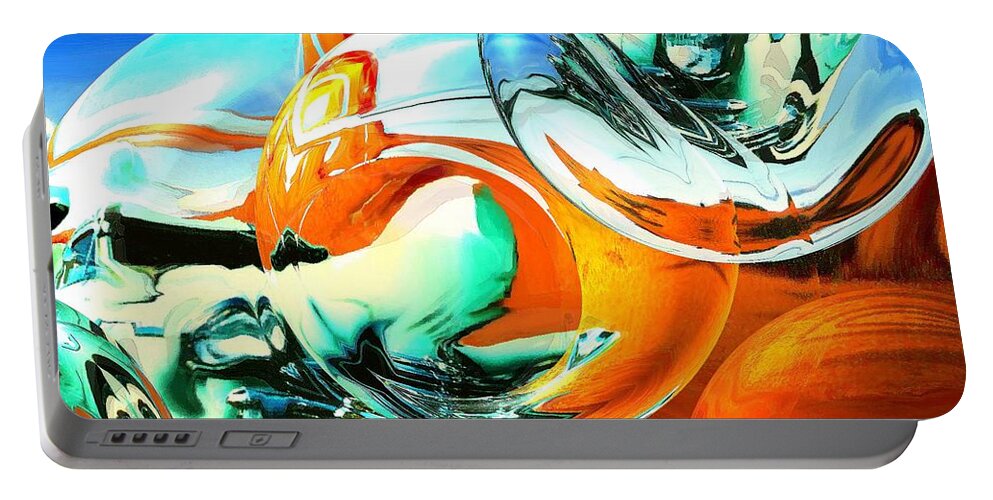 Art Portable Battery Charger featuring the painting Car Fandango - Modern Art by Peter Potter