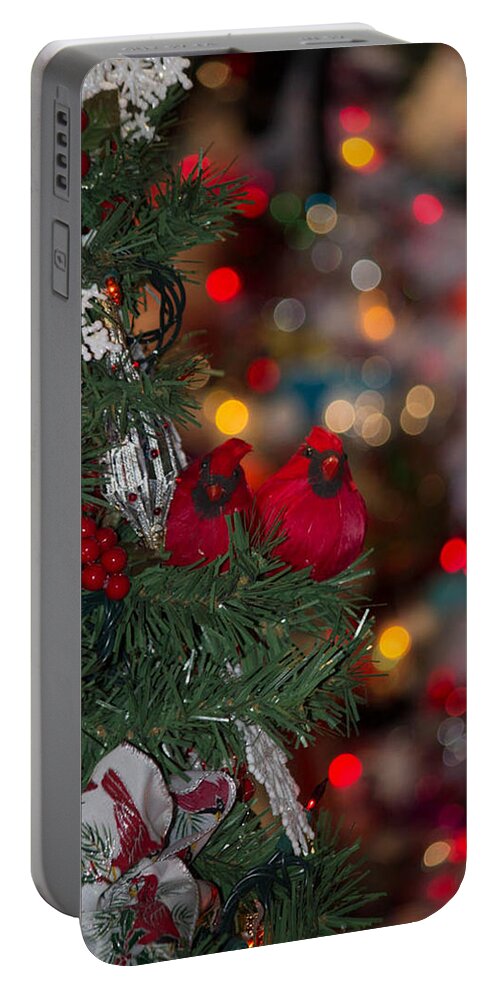 Birds Portable Battery Charger featuring the photograph Cardinals at Christmas by Patricia Babbitt