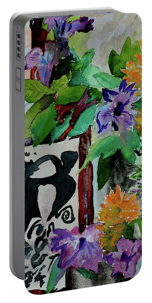 Wine Portable Battery Charger featuring the painting Carefree by Beverley Harper Tinsley