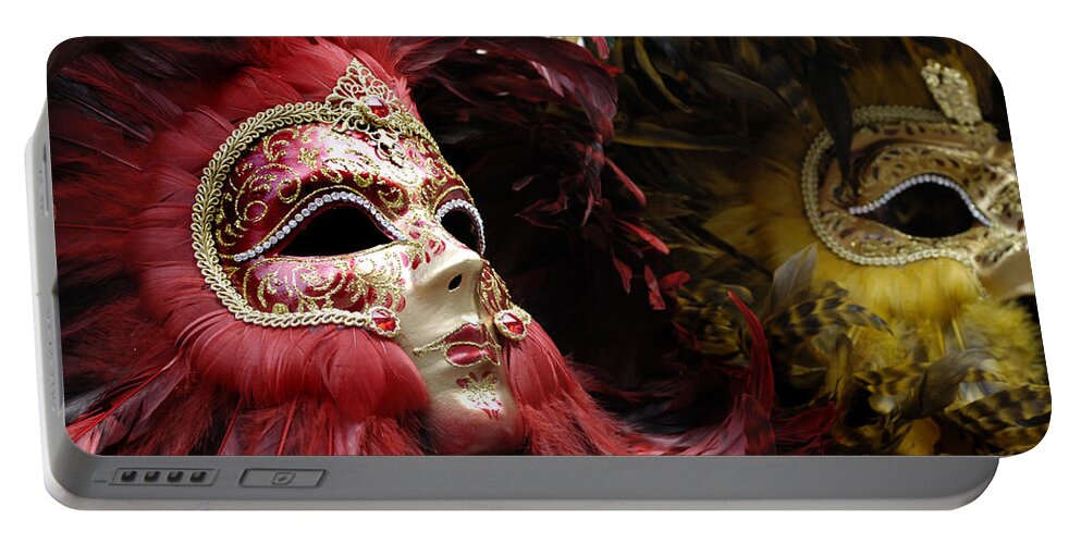  Italy Portable Battery Charger featuring the photograph Carnival Masks Venice Italy by Bob Christopher