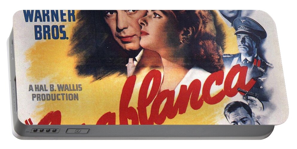 40s Portable Battery Charger featuring the digital art Casablanca in Color by Georgia Fowler