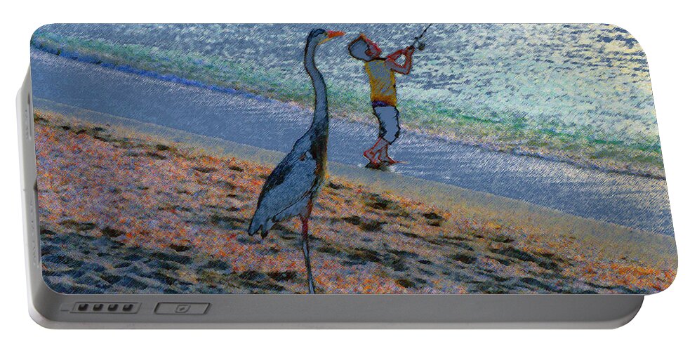 Art Portable Battery Charger featuring the painting Casting in Captiva by David Lee Thompson