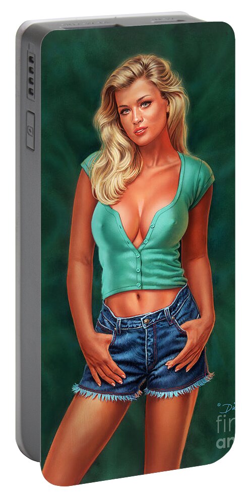 Portrait Portable Battery Charger featuring the painting Casual Beauty by Dick Bobnick