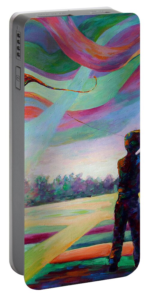 Colorful Portable Battery Charger featuring the painting Catching the Wind by Naomi Gerrard
