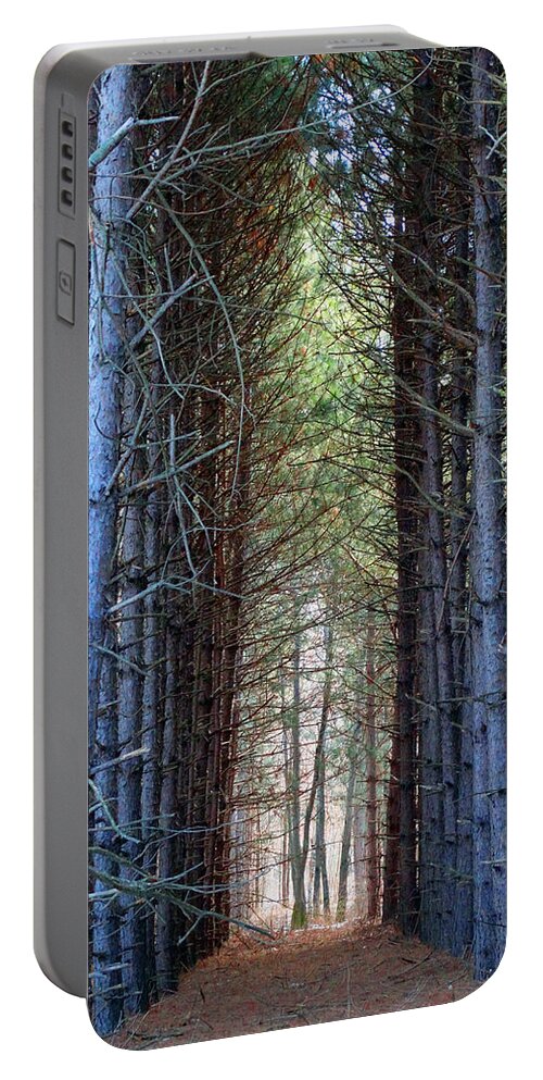 Pines Portable Battery Charger featuring the photograph Cathedral of Pines by David T Wilkinson