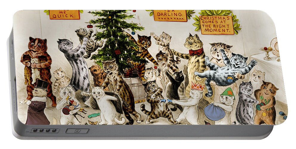 History Portable Battery Charger featuring the photograph Cats Decorating Christmas Tree 1906 by Photo Researchers