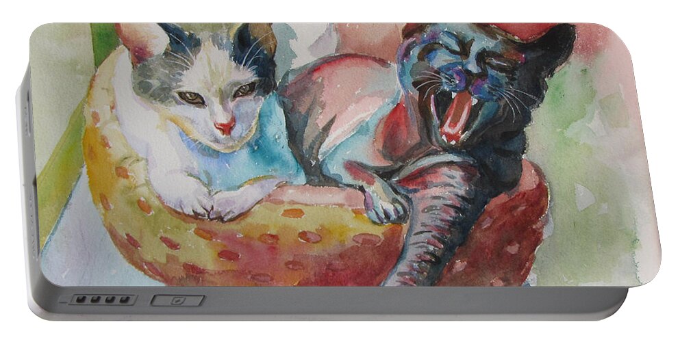 Cats Portable Battery Charger featuring the painting Jack and Neela by Jyotika Shroff