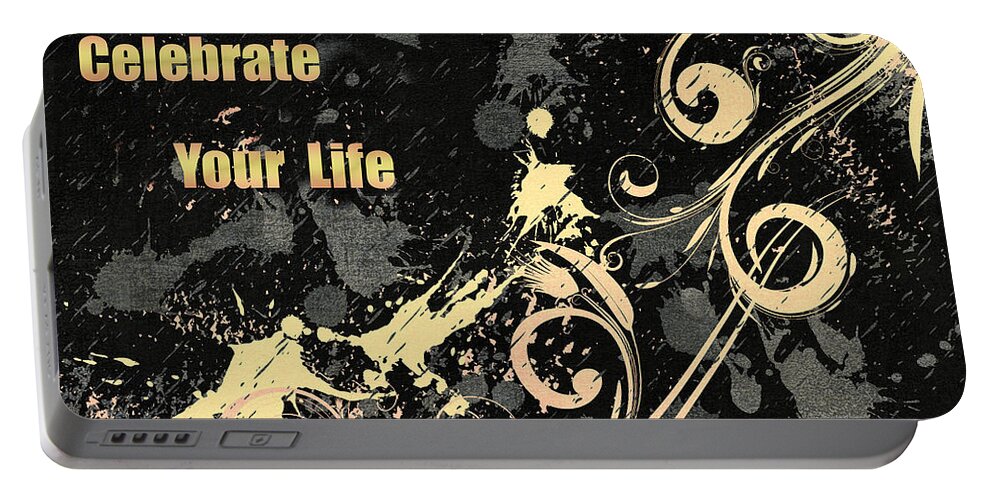 Vector Portable Battery Charger featuring the digital art Celebrate Your Life Modern Art Light by Georgiana Romanovna
