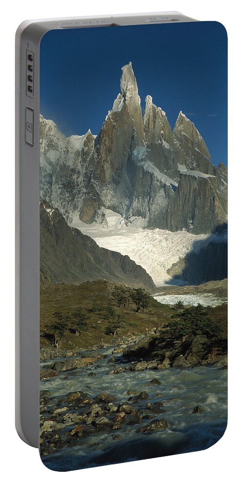Feb0514 Portable Battery Charger featuring the photograph Cerro Torre From Agostini Patagonian by Colin Monteath