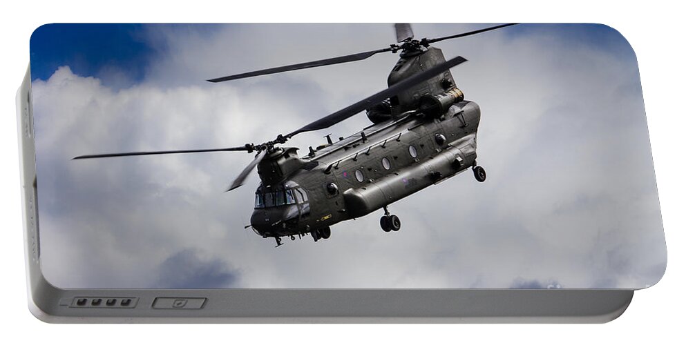 Raf Chinook Portable Battery Charger featuring the digital art CH47 Chinook by Airpower Art