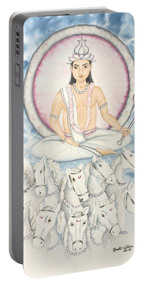 Vedic Astrology Portable Battery Charger featuring the painting Chandra The Moon by Srishti Wilhelm