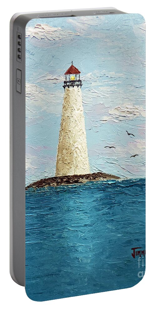 Channel Lighthouse Portable Battery Charger featuring the painting Channel Lighthouse by Jimmie Bartlett