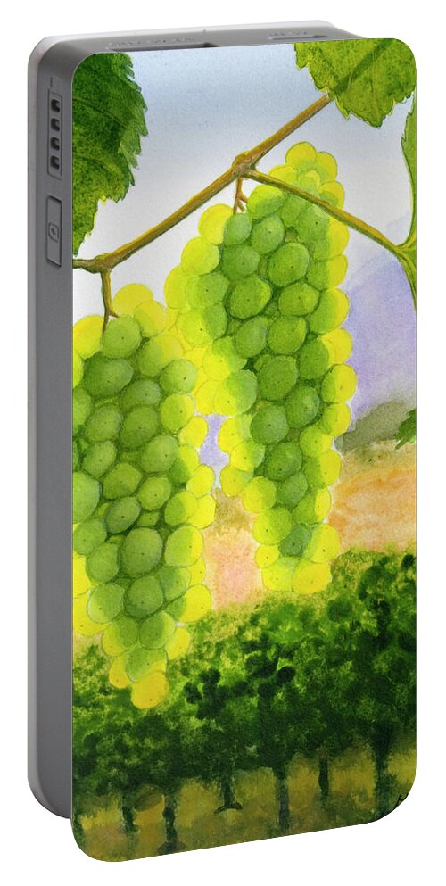 Chardonnay Portable Battery Charger featuring the painting Chardonnay Grapes by Mike Robles